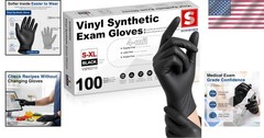 Versatile Black Disposable Vinyl Gloves 4 Mil – Food-Safe & Waterproof 100 Ct