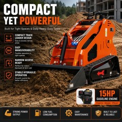15HP Mini Skid Steer Loader Gasoline Crawler Hydraulic EPA Free Shipping USA