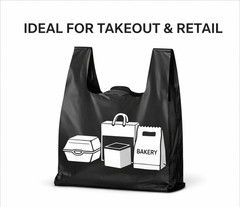 Bags 1/6 Large 21 x 6.5 x 11.5 BLACK T-Shirt Plastic Grocery Shopping Bags