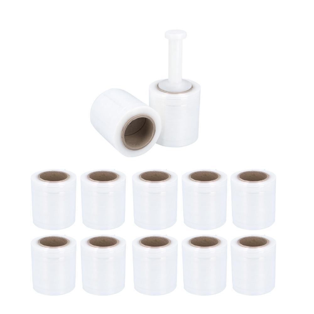 Cast Hand Stretch Wrap 12 Rolls 5″ x 650′ 100 Gauge Clear Bundling Shrink Film