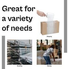 12 Rolls 5″x1000′ 60 Ga Extended Core Clear Stretch Wrap Banding Film w/ Handle