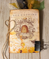 Junk Journal Handmade Booklet Book Vintage “Honey Bees” Pockets, Ephemera