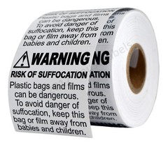 SUFFOCATION WARNING Labels/Stickers (2 x 2) – FBA Approved – (8) Rolls of 500