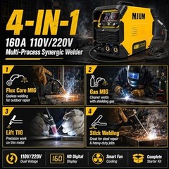 160A 4-in-1 Dual Voltage MIG Welder Flux Core TIG Stick Inverter