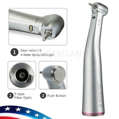 NSK Style Dental 1:5 Increasing Handpiece Fiber Optic LED Contra Angle Red Ring