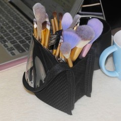 ANEMEL Black Travel Makeup Brush Holder, Organizer Bag Cosmetic Zipper Pouch …