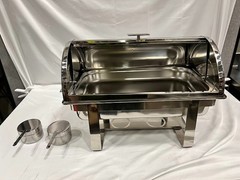 Choice Deluxe 8 Qt. Full Size Chrome Accent Roll Top Chafer