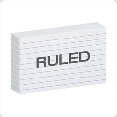 Index Cards, 3 x 5 Inches, White, Lined on Front, Blank on Back 500 Count 5 Pack