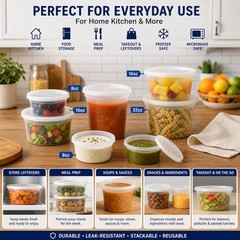 32 oz Heavy Duty Large Round Deli Food/Soup Plastic Containers w/ Lids BPA free