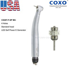US COXO Dental LED High Speed Handpiece M4 4Holes Self Power Turbine Air Turbine