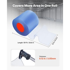 Uimoso PVC Strip Curtain 101 ft x 12 in Thermal Insulating Plastic Door Cover