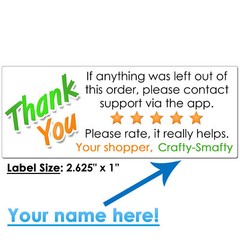 for Instacart Thank You Stickers Please Rate Shopper CUSTOM DRIVER NAME