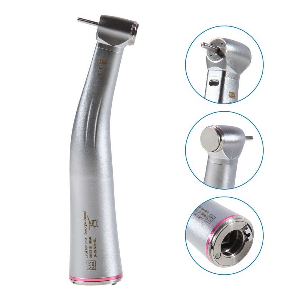 Dental LED 1:5 increasing fiber optic Handpiece Contra Angle slow speed