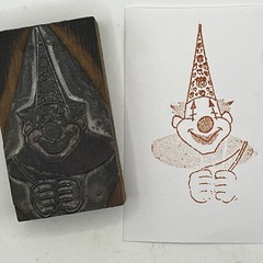 VTG Happy Clown Letterpress Print Block Cartoon See Pics For Condition Details