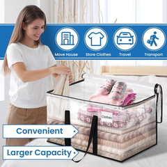 RoomHacks Heavy Duty Clear Moving Bags with Reinforced Handle and Double Zipper,