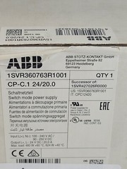 ABB 1SVR360763R1001 Power Supply CP-C.1 24/20.0 Switch Mode Power Supply NIB w9
