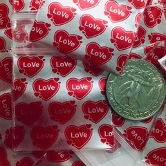 BaggiesSince1987 Design Zip Bags 1515 100PCS SWEETHEART in SILVER on PEARL GREEN
