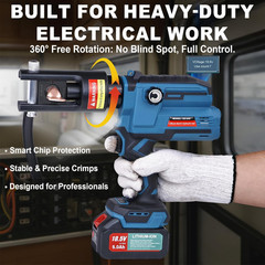 12-Ton Electric Hydraulic Crimping Tool – Battery Powered 6AWG–600MCM Cable Lug