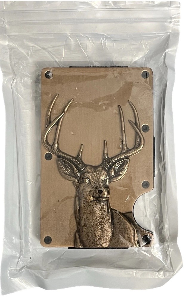 Antique Brass Deer Business Card Holder – Buck Hunting Nature Decor (Unopened)