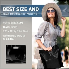 Large Merchandise Plastic Shopping Bags – 100 Pack 20″ x 20″ with 2 mil Thick…