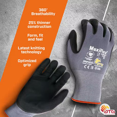 Maxiflex Ultimate Men’S X-Large Gray Nitrile Coated Work Gloves with Touchscreen