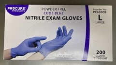 Procure Nitrile Exam Gloves #PC630CB, Powder Free, Blue, Large, 1 Box – Qty 200