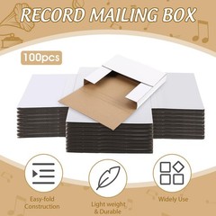 Fuutreo 100 Pack 7 Inch Vinyl Record Mailers Boxes 45 RPM Easy Fold LP Cardboard