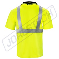 5 Pack Hi-Vis Lime Safety Workwear Short Sleeve Polo Shirt Top Reflective Tape