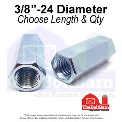 3/8″-24 x 1-1/8″ Steel Coupling Nuts Zinc Clear Fine Thread (Pick Quantity)