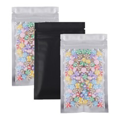 100 Matte Black Mylar Foil Semi-Clear Window Resealable Zip Seal Food Pouch 3×5″