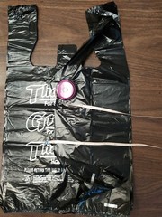 1/6 Large 20 x 6.5 x 11.5 BLACK Thank you T-Shirt Plastic Grocery Shopping Bags