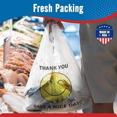 2000 Thank you T-Shirt Bags 1/6 12″ x 6.5″ x 21″, Plastic Grocery Shopping Bags