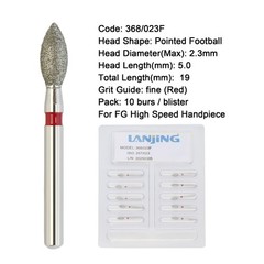 Dimond Dental Bur 368/023F Football FG High Speed Handpiece Bur Fine Grit Drills