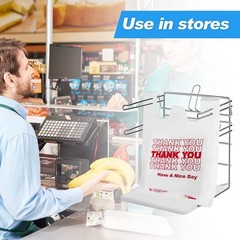 Reusable 100 Count Plastic Bags – Thank You Print Grocery Bags with Handles