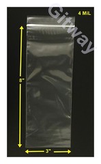 3″ x 8″ Reclosable Resealable Bag Zip Top Lock Clear Plastic 3×8″ Bags 4 MiL
