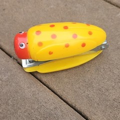 Novelty Ladybug Mini Desk Stapler Yellow/Red Polka Dot, Made in Hong Kong