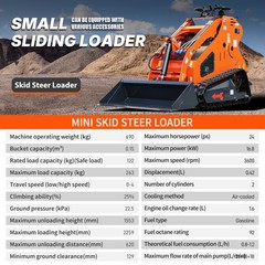 Upgraded Mini Skid Steer 24HP Twin cylinder Tracked Loader Three-stage Pump