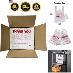 Plastic bags with handles，thank you bags，Measures 11.5″ X 6.25″ X 21″, 15mic,…