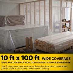 Lauco Heavy Duty Plastic Sheeting 10′ x 100′ Roll, 6 Mil Clear Polyethylene