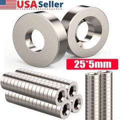 10 20 50pcs Strong Neodymium Magnets N52 25 x 5mm Countersunk Ring Hole 5mm