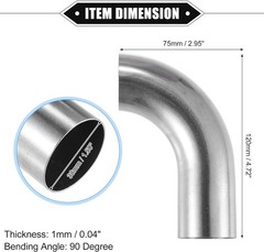 Bend Elbow Pipe Tube, 1.5″ OD 4.72″ 2.95″ Leg 90 Degree DIY Exhaust Pipe Interco