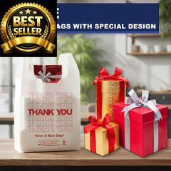 YoYoRain White Thank you T shirt bag, Grocery shopping bag Large,