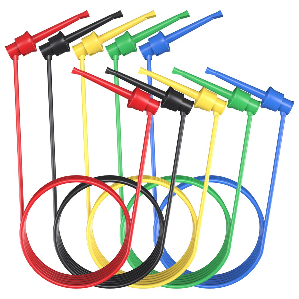 Silicone Test Leads 5PCS Test Hook to Test Hook Cables Wires IC Test Hooks Clips