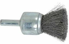 Weiler 3/4″ Brush Diam, Crimped, End Brush 1/4″ Diam Steel Shank, 22,000 Max RPM