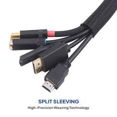 Braided Split-Sleeve Wire Loom for High-Temp Auto Harness Wrapping 5’&28’Length