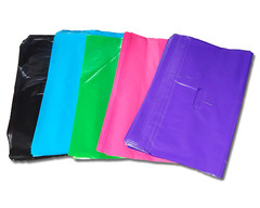 3 Sizes, 30 Pack Plastic Merchandise Bags, Assorted Colors Gift Combo w Handles