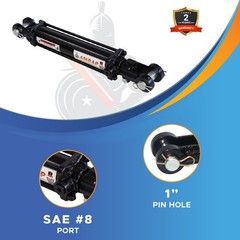 2x8A Hydraulic Cylinder 2″ Bore 8 ASAE” Stroke Double Acting Tie-Rod SAE PORTS