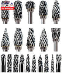 20 Pcs Carbide Burr Bits 1/8″ Shank Compatible with Dremel Milwaukee Metal Grind