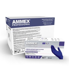 AMMEX Indigo Nitrile Disposable Exam/Medical Gloves 3 Mil Latex-Free, Box of 100
