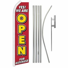 Yes We Are Open for Business Swooper Flutter Feather Advertising Flag Kit Open